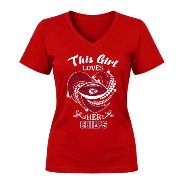 Kansas City Chiefs Women’s Short Sleeve V-neck T-shirt A